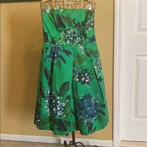 Teri Jon strapless dress, fitted top full bottom